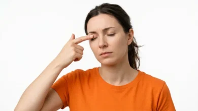 Person pointing at their head